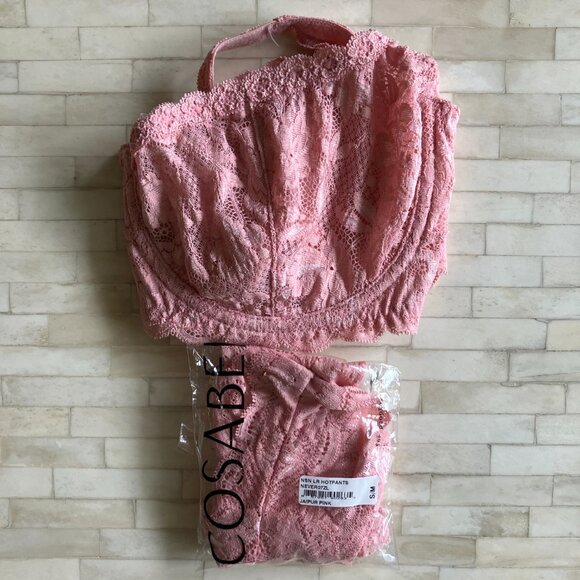 NWT Cosabella Set: Never Say Never Balconette Bra 32DD/32E & Panty S/M in Pink - Picture 6 of 10